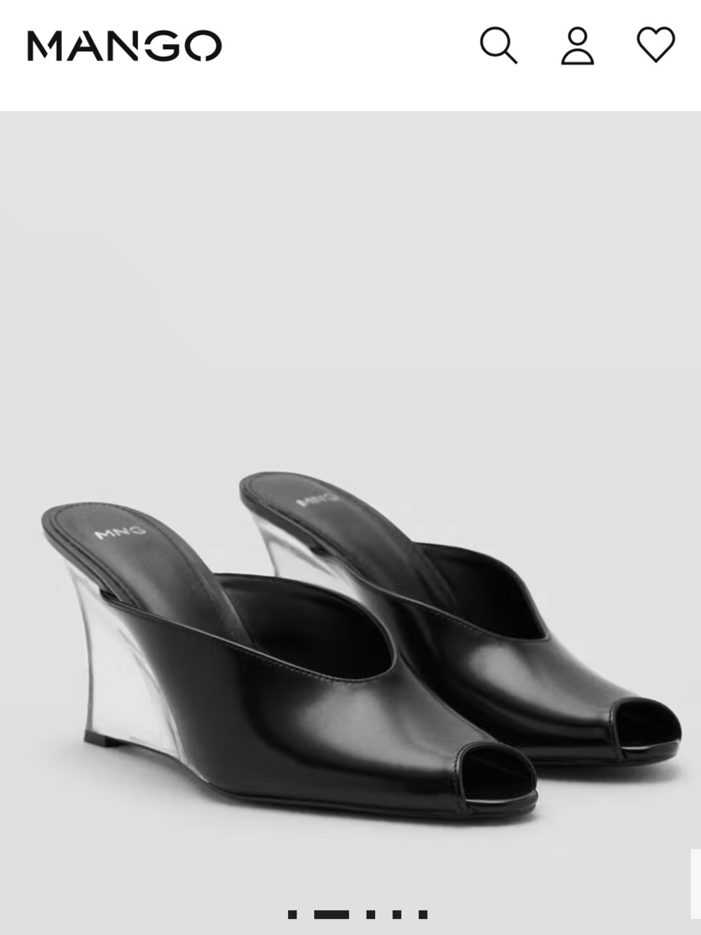 Mango Black Leather Peep-Toe Mule Heels